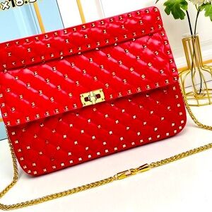 Red Quilted Chain Shoulder Bag